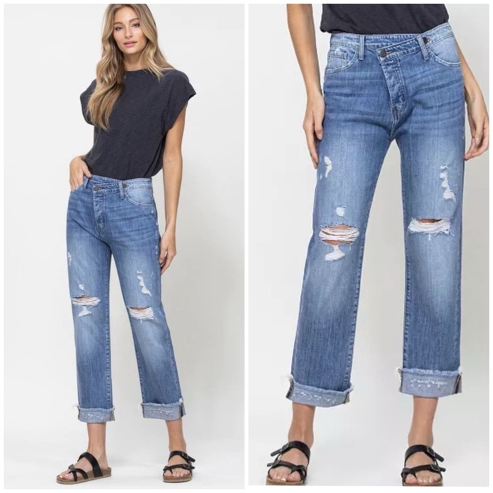 Flying Monkey - CRISS CROSS VINTAGE BOYFRIEND DISTRESS JEANS